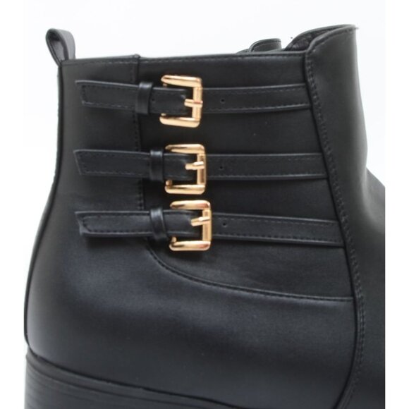 Evans Women's 12 WIDE FIT Emilia Ankle Boot Flat Minimalist Moto Vegan Leather - Picture 3 of 11